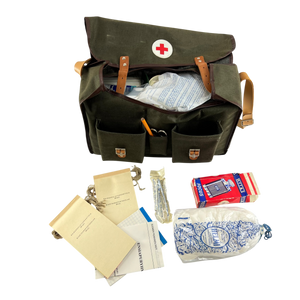 Finnish Civil Defence Vintage Medical Kit Bag w/ Supplies