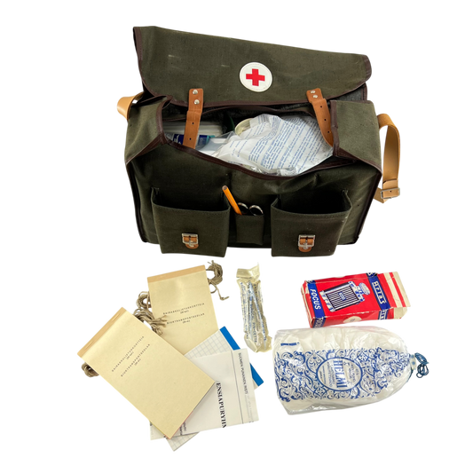 Finnish Civil Defence Vintage Medical Kit Bag w/ Supplies