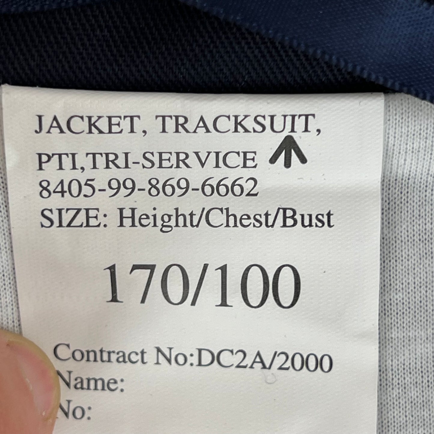 British Army / Tri-Services Navy Blue PTI Tracksuit Top Jacket - Medium 170/100