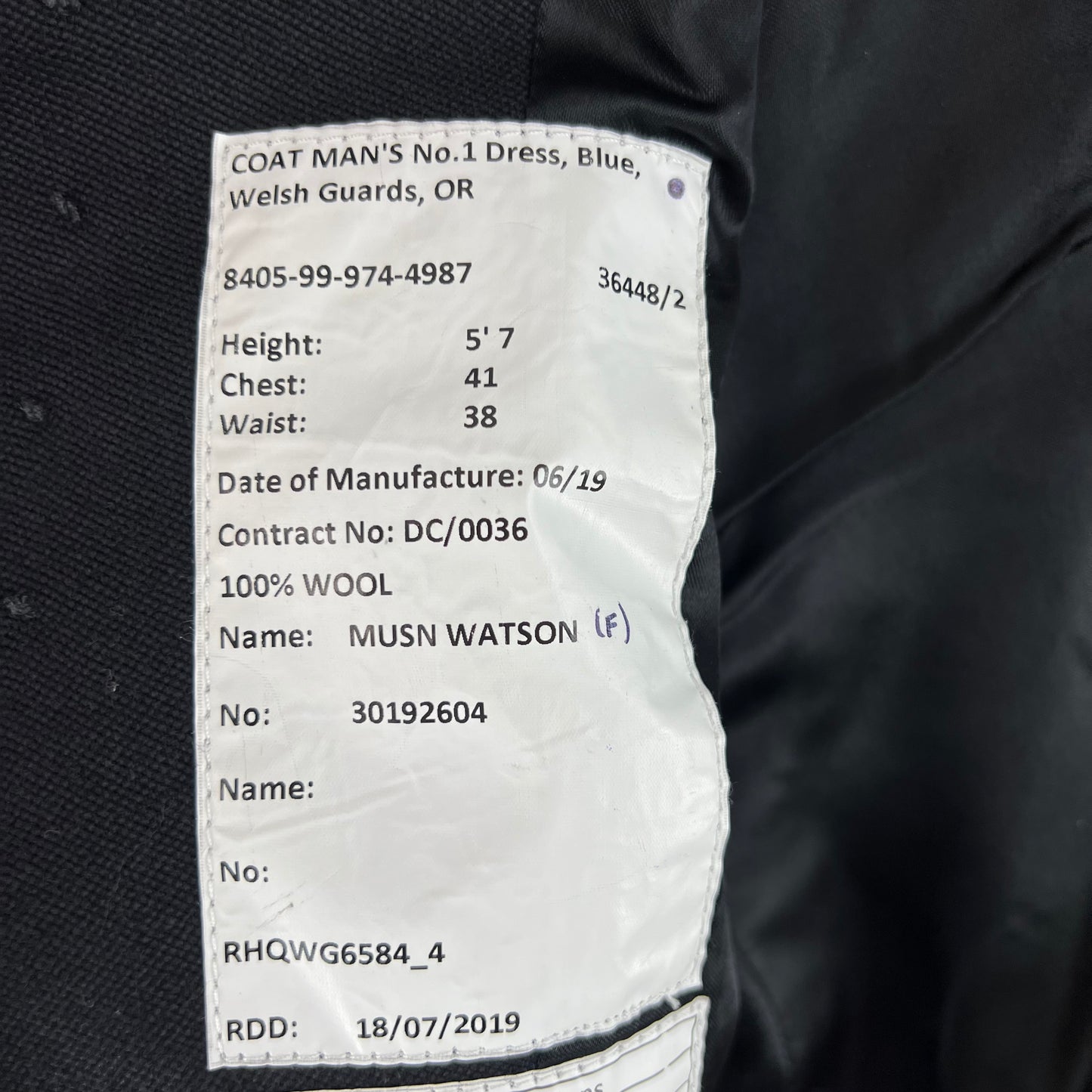 British Army No. 1 Dress Jacket w/ Belt - Welsh Guards - Medium