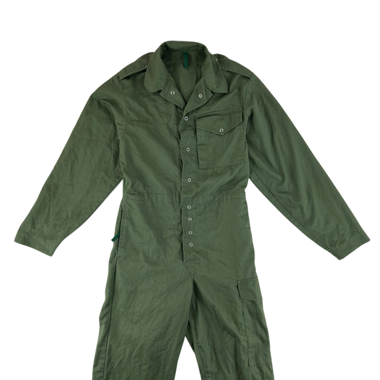 British Army 80s Cotton Work Coveralls Olive Green - Small 160/84