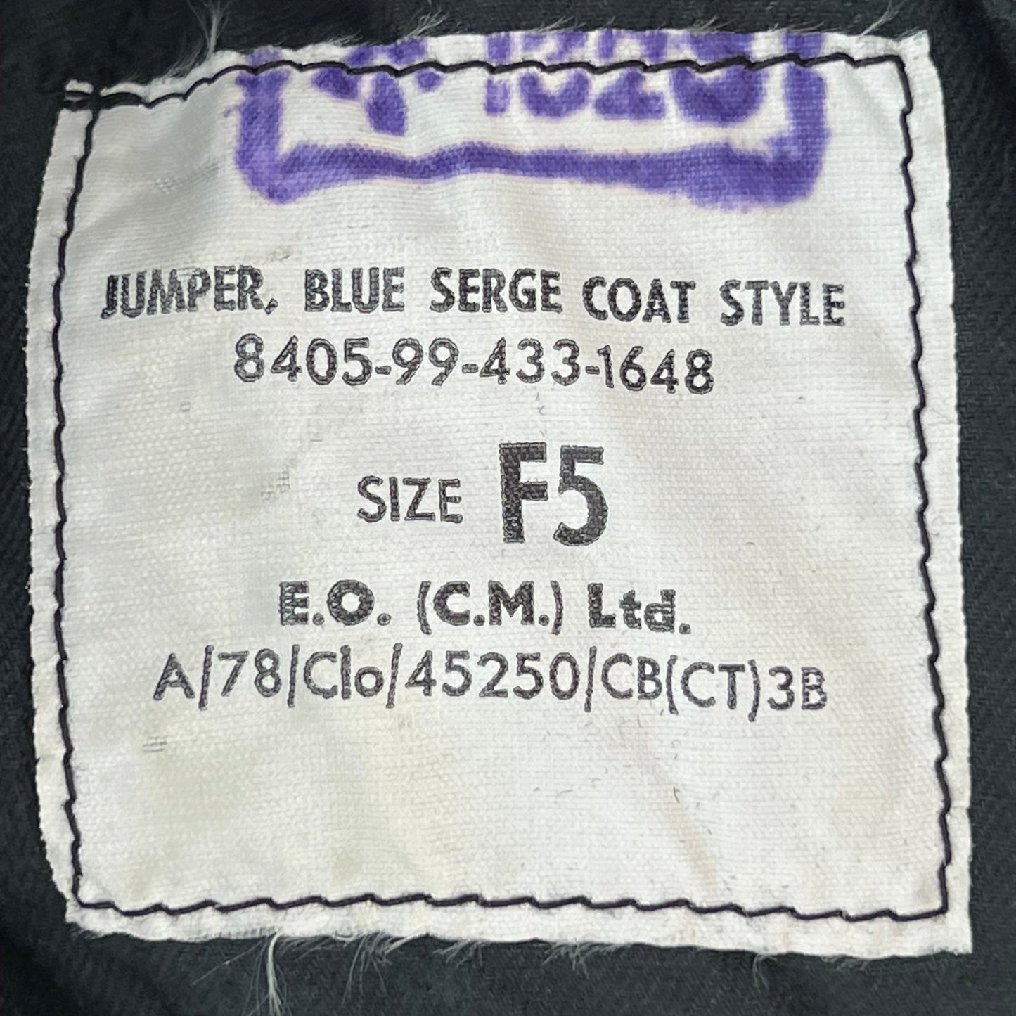 British Royal Navy 60s Blue Serge Coat Sailor's Top - Medium