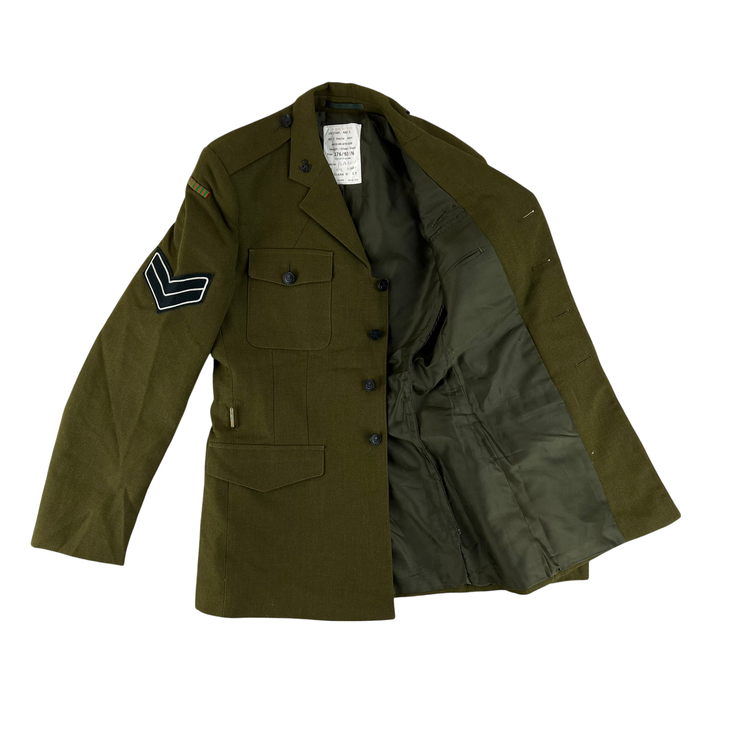 British Army 1980 Pattern No. 2 Olive Green Dress Jacket - Rifles Regiment - Medium 176/92