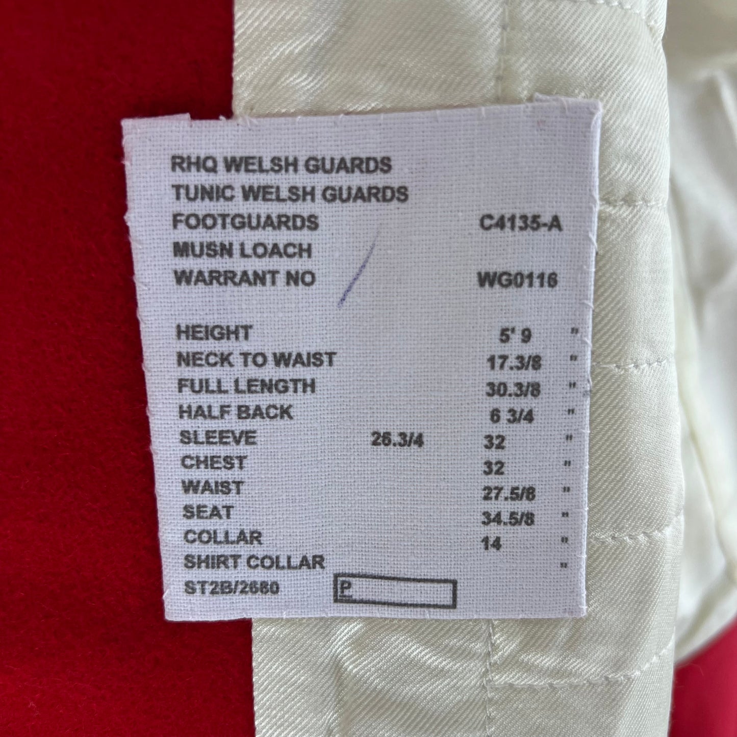British Army Footguard's Jacket R & F - Welsh Guards - X Small