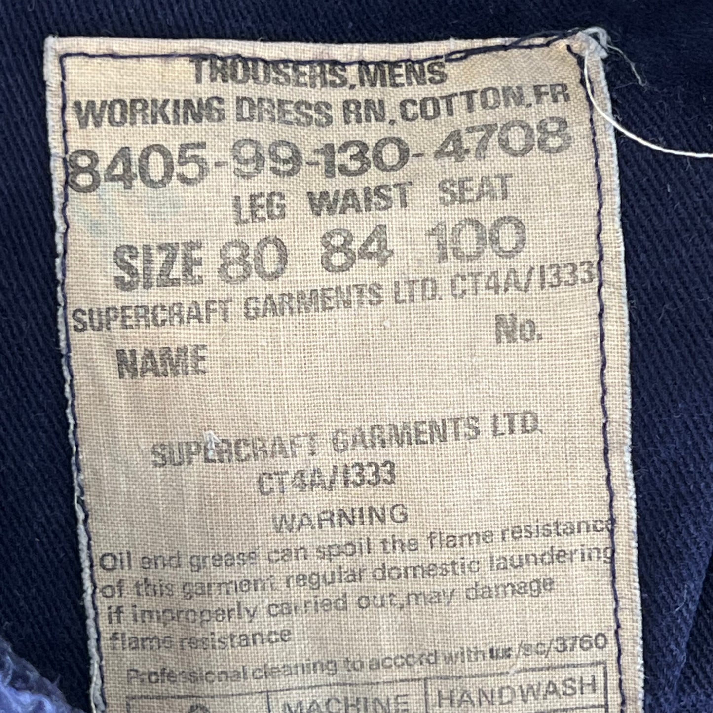 British Royal Navy Cotton Working Dress Trousers - W31 L30
