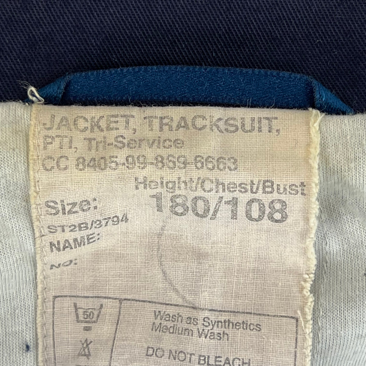 British Army / Tri-Services Navy Blue PTI Tracksuit Top Jacket - Large 180/108