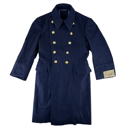 Romanian People's Navy 80s Blue Wool Greatcoat - Medium