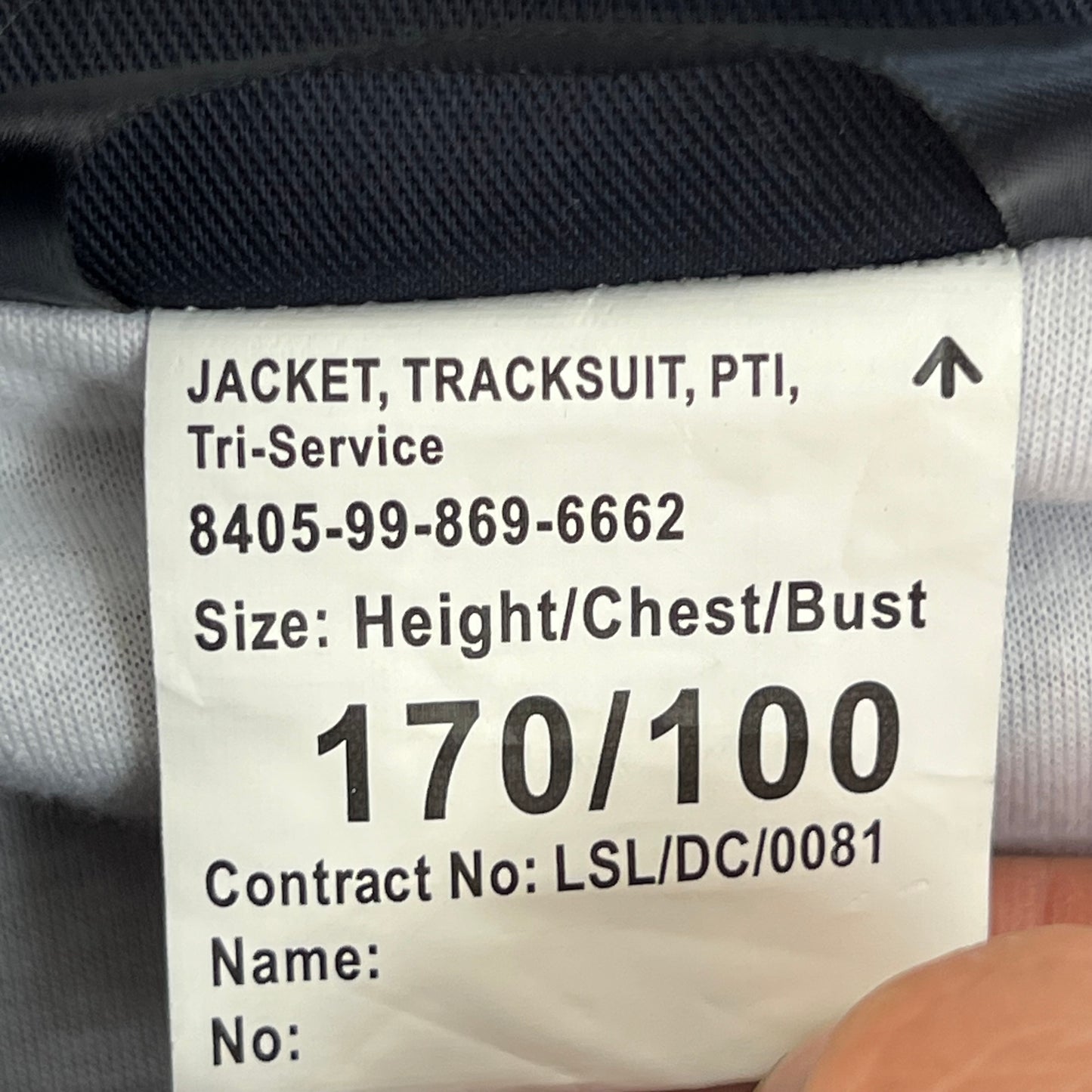 British Army / Tri-Services Navy Blue PTI Tracksuit Top Jacket - Medium 170/100