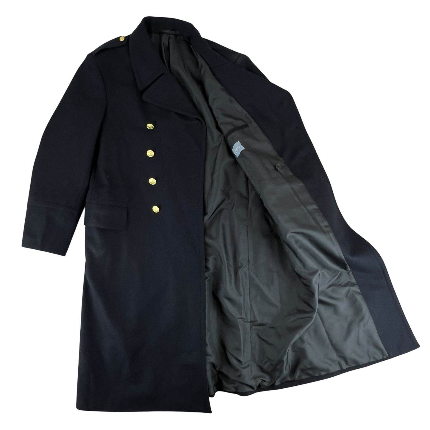 Finnish Navy Wool Blend Greatcoat - Large