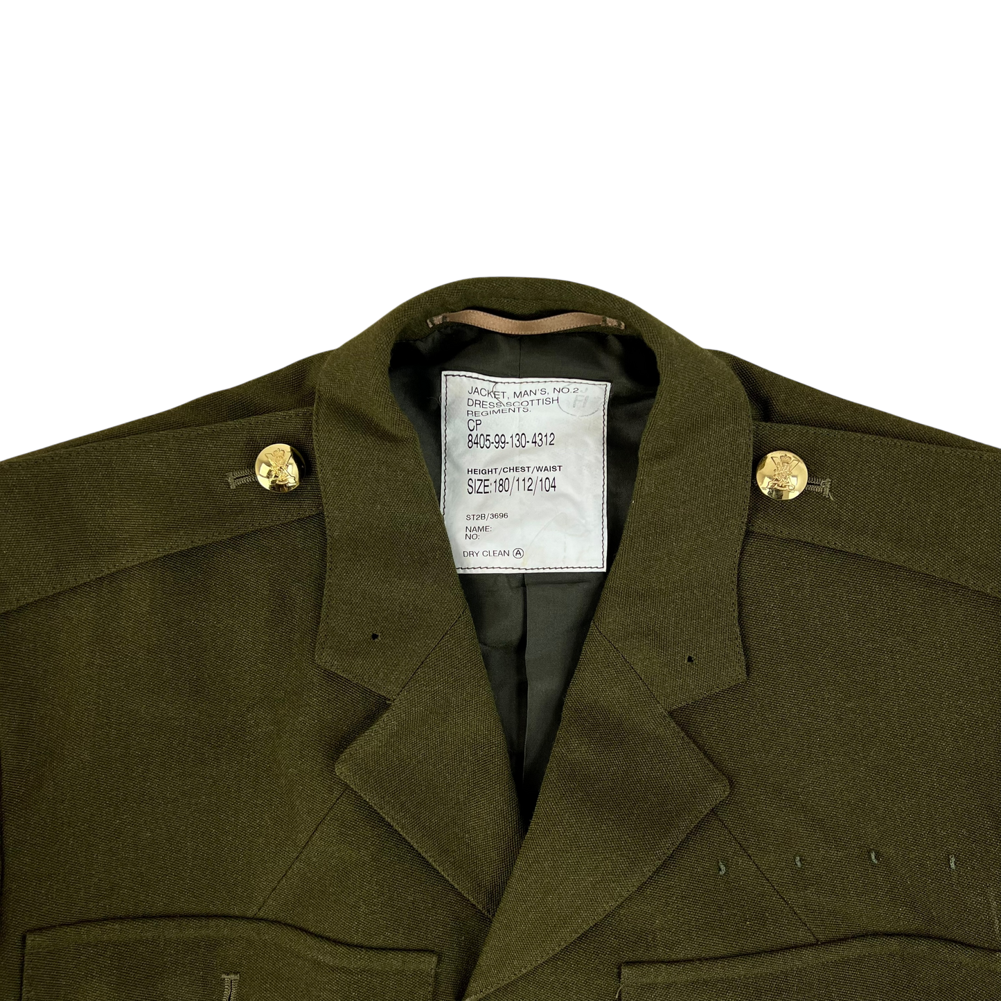 British Army No. 2 Dress Jacket Khaki Green - Royal Regiment of Scotland - Large 180/112