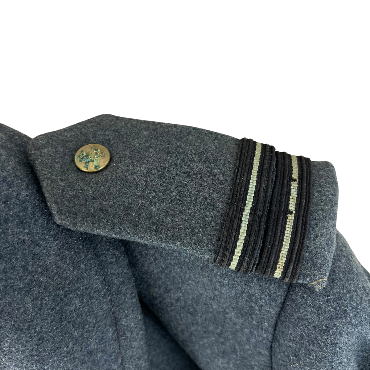 British RAF WW2 40's Officer's Blue Grey Wool Greatcoat w/ Belt - Medium Size 6