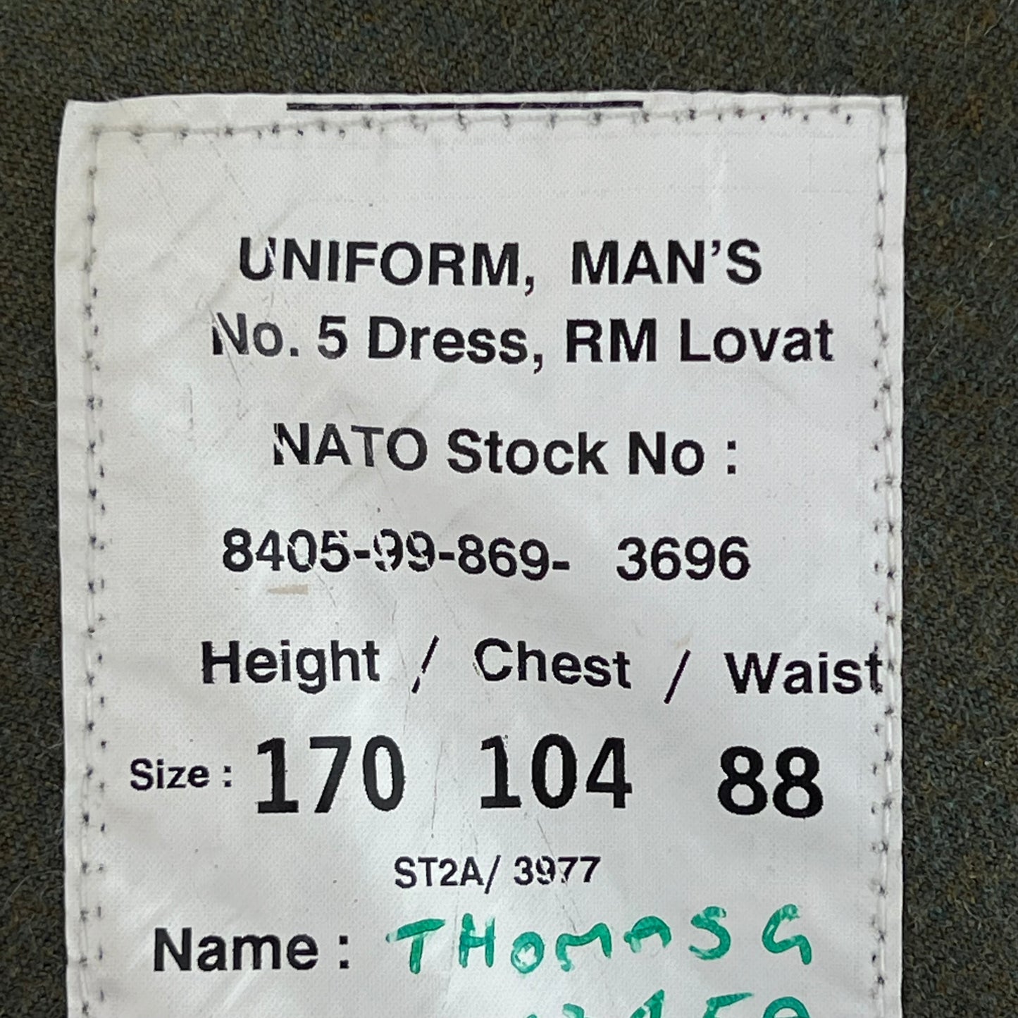 British Royal Navy Royal Marines Lovat No. 5 Dress Jacket - Medium