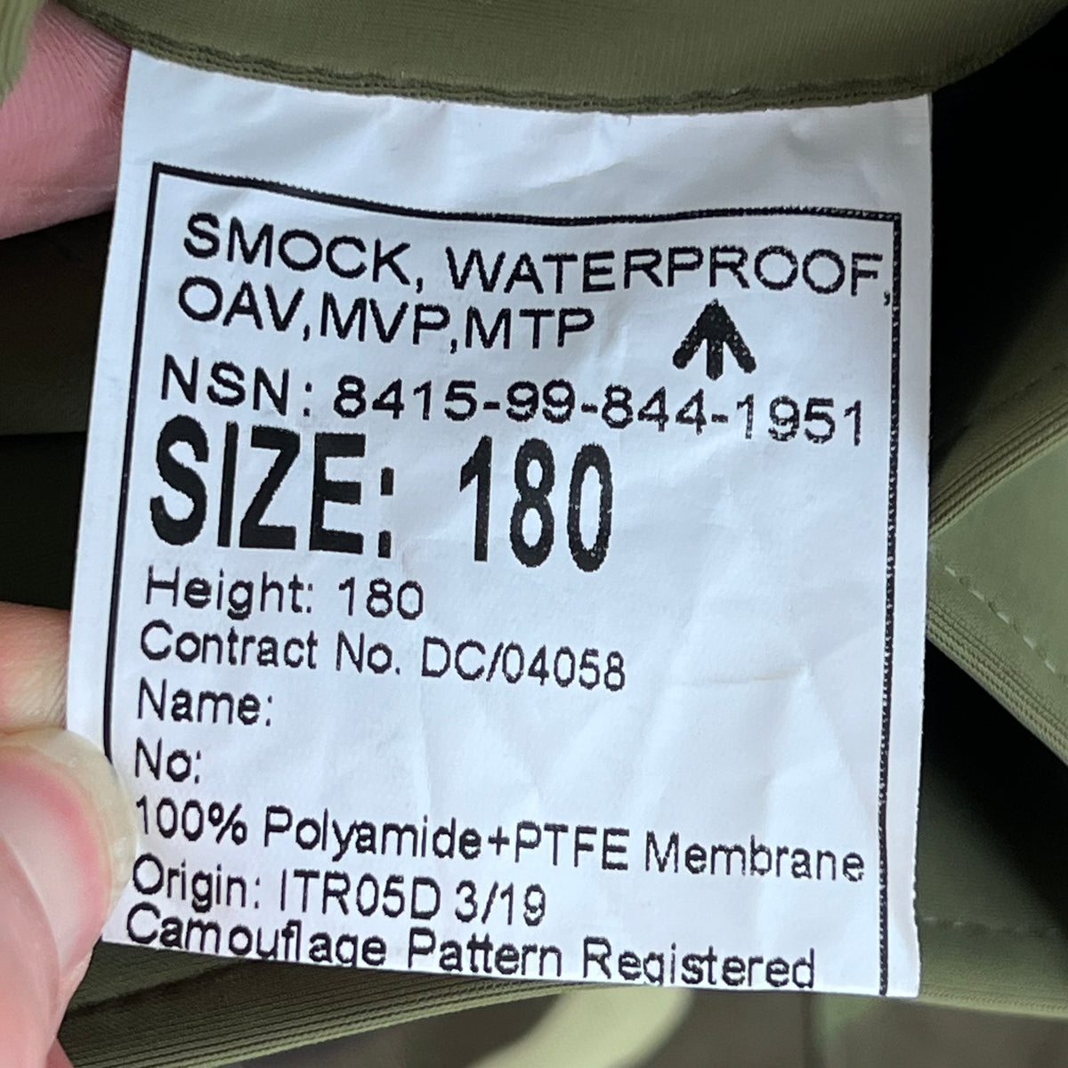 British Army MTP Camouflage Waterproof OAV MVP Smock - 180cm