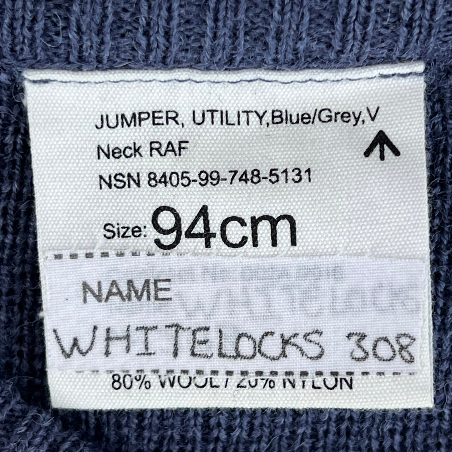 British RAF Wool V Neck Pullover Jersey Jumper - Medium 94cm