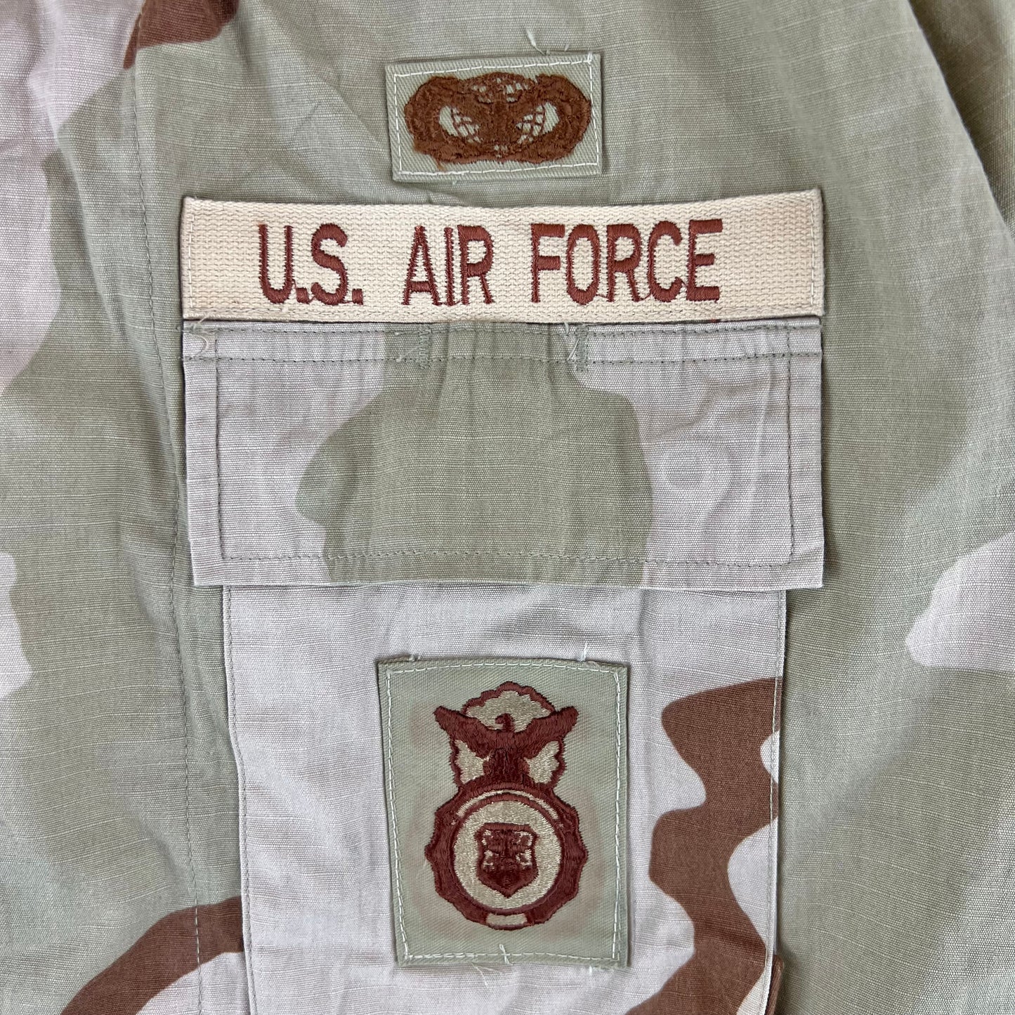 US Air Force Tri-Colour Desert "Coffee Stain" Camo Combat Jacket Ripstop w/ Patches - Medium