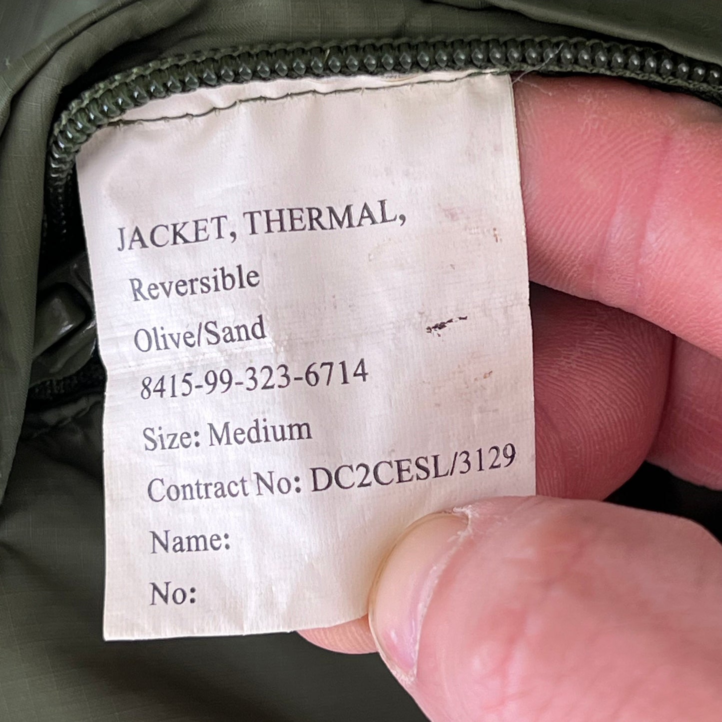 British Army Reversible Thermal Olive Green / Tan Quilted Jacket - Medium