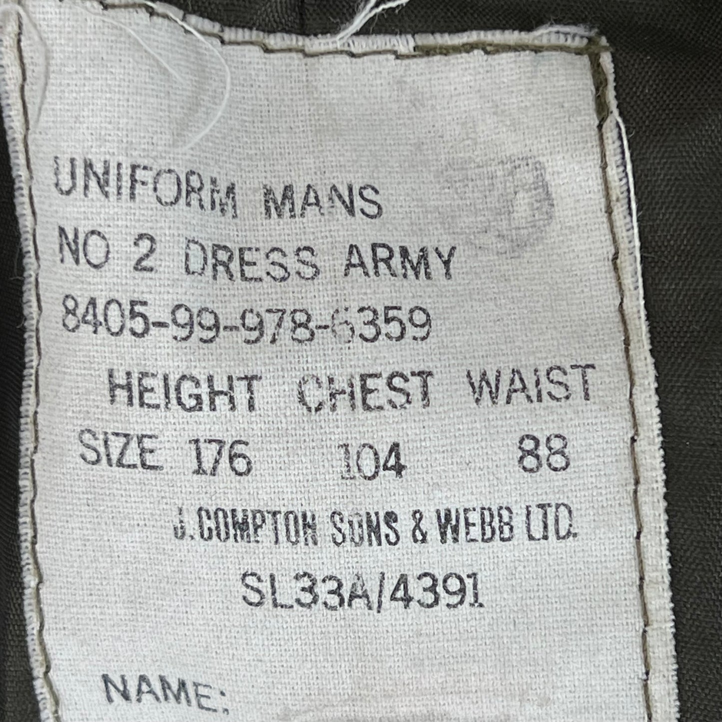British Army 1980 Pattern No. 2 Olive Green Dress Jacket - Army Air Corps - Medium 176/104
