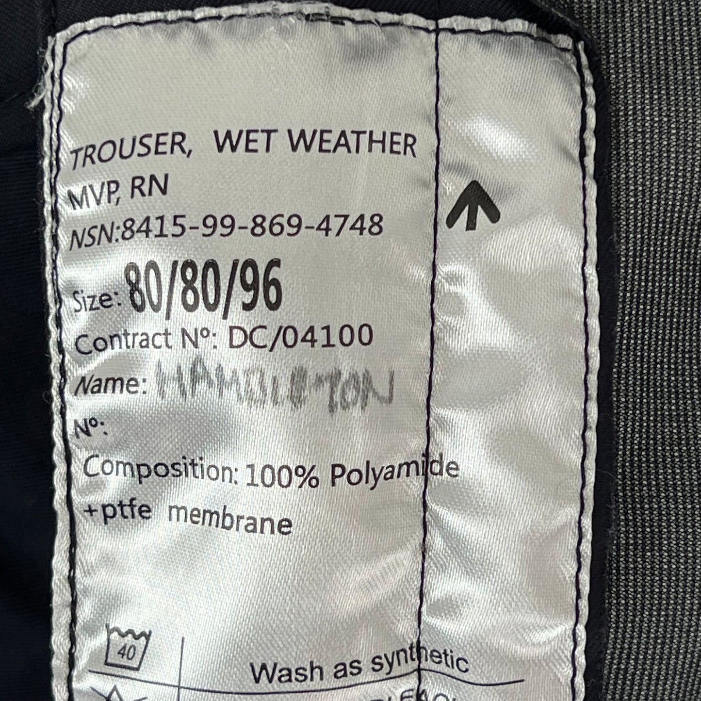 British Royal Navy Wet Weather MVP Waterproof Trousers - W36 L30