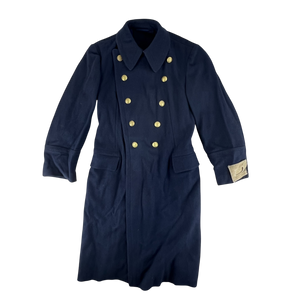 Romanian People's Navy 70s Blue Wool Greatcoat - Medium