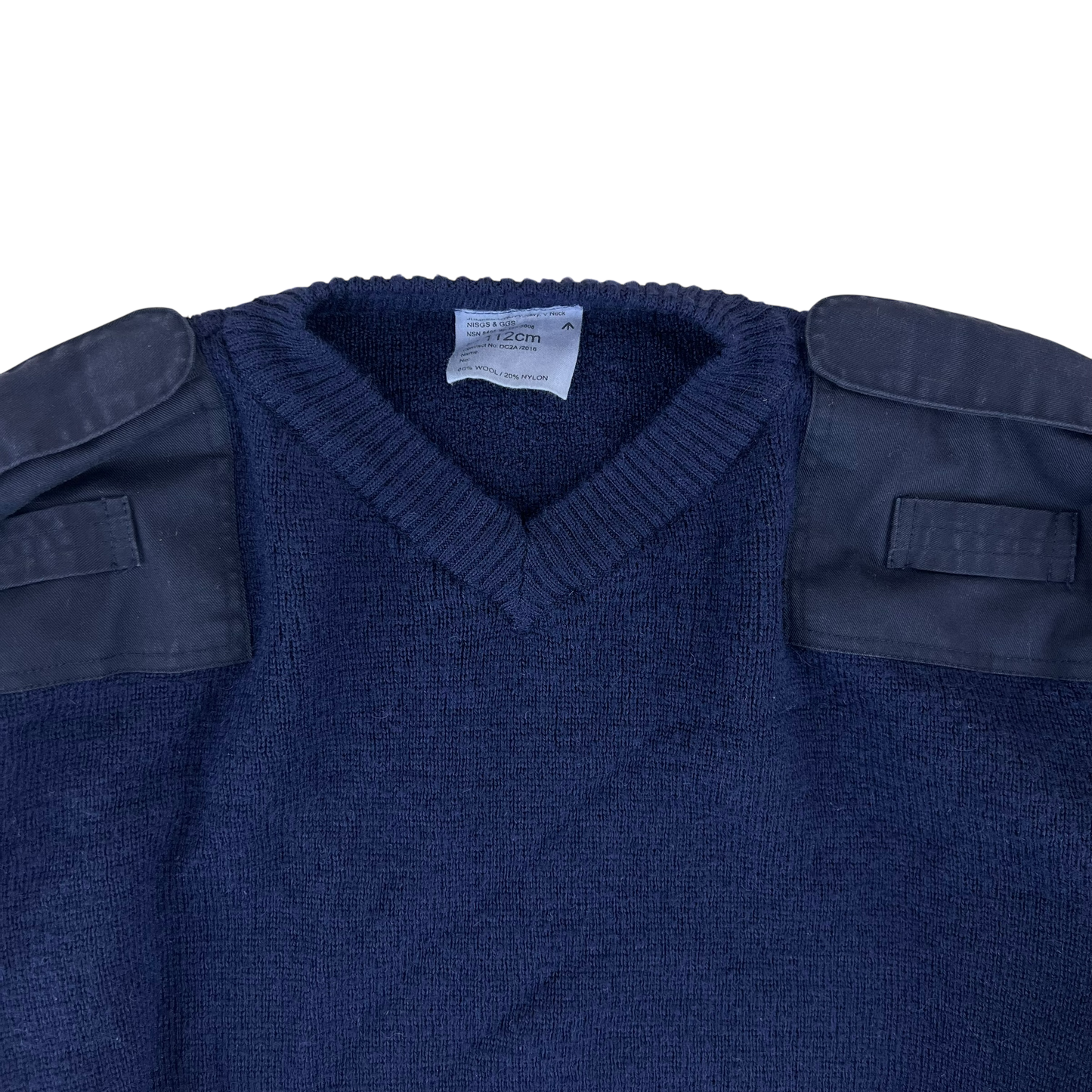 British Royal Navy Wool V Neck Pullover Jersey Jumper - Large 112cm