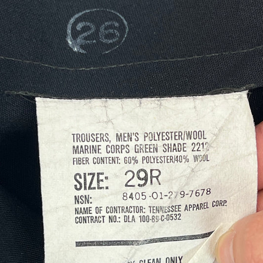 US Army Marine Corps Green Dress Trousers - W28 L31