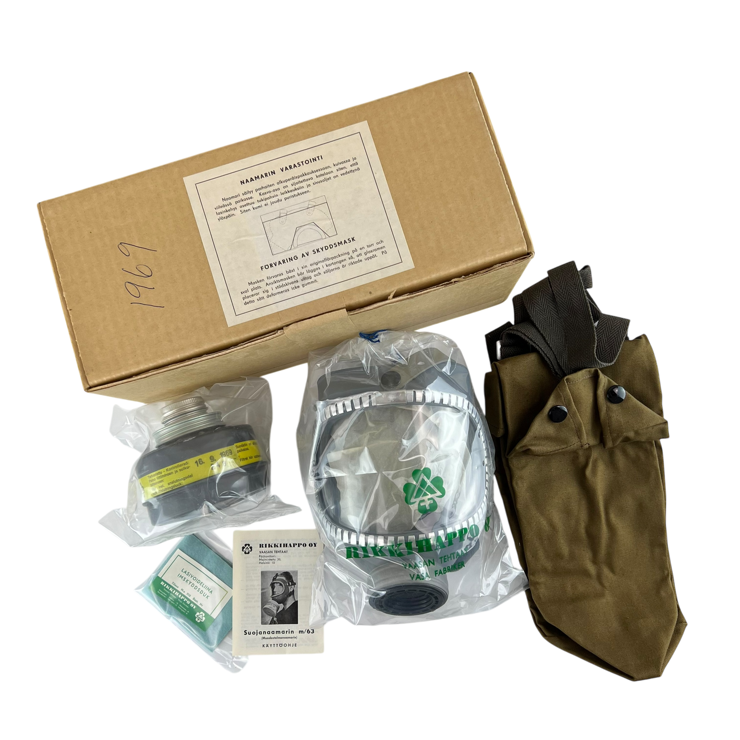 Finnish Army M65 Gas Mask Complete Kit