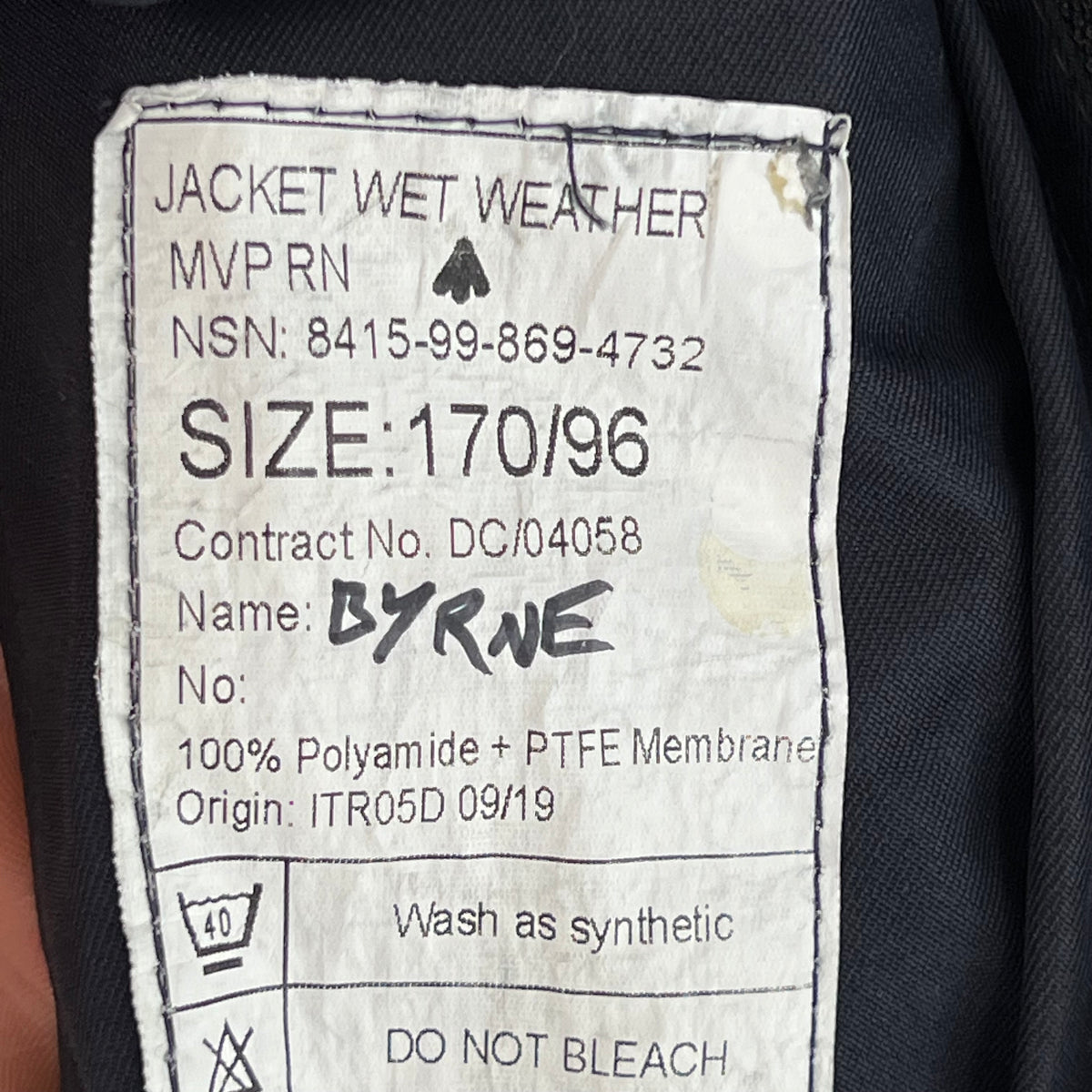 British Royal Navy Wet Weather MVP Smock - Medium 170/96