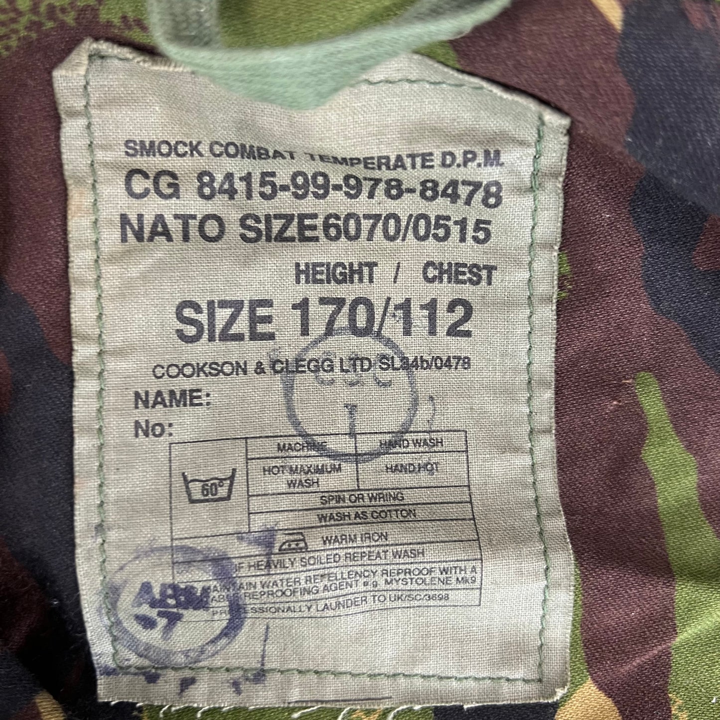 British Army 84 Pattern Woodland DPM Camo Combat Smock - Large 170/112