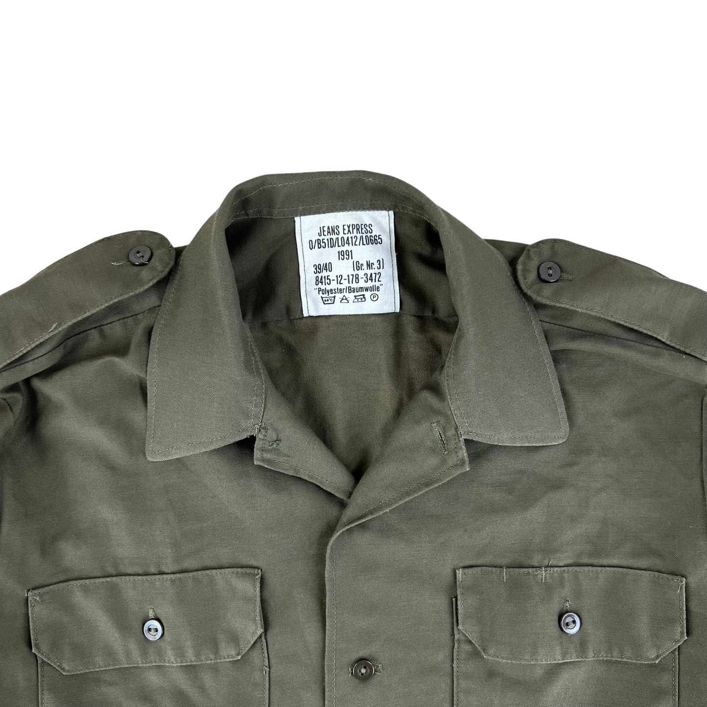 German Army Olive Green Long Sleeve Field Shirt - Medium GrNr 3