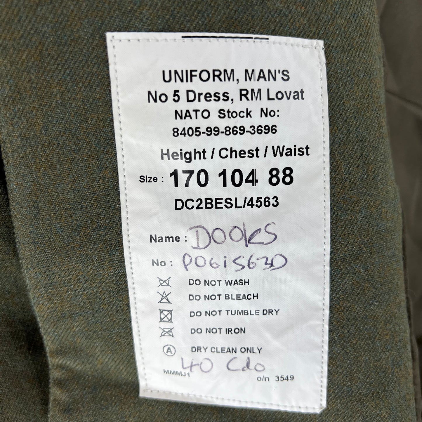 British Royal Marines Lovat No. 5 Dress Jacket - Medium