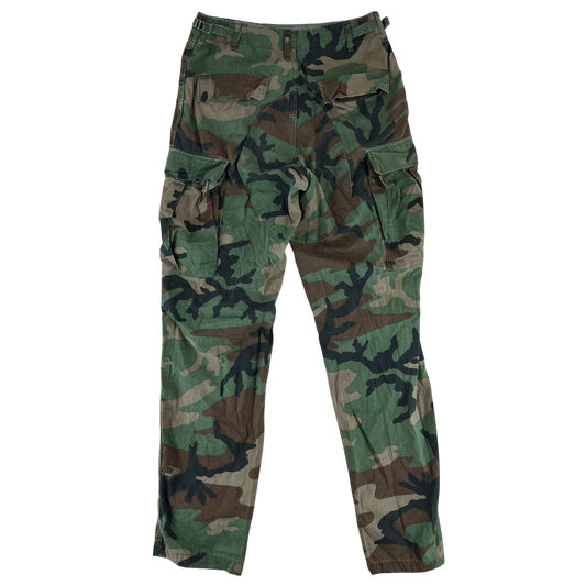 US Army Vintage M81 Woodland Camo Ripstop BDU Combat Trousers - W31 L33