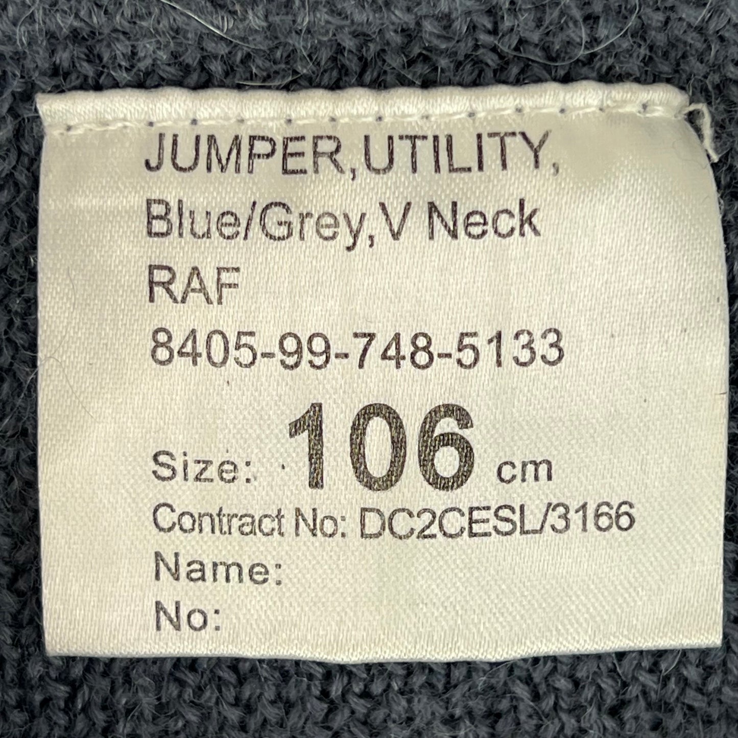 British RAF Wool V Neck Pullover Jersey Jumper - Large 106cm