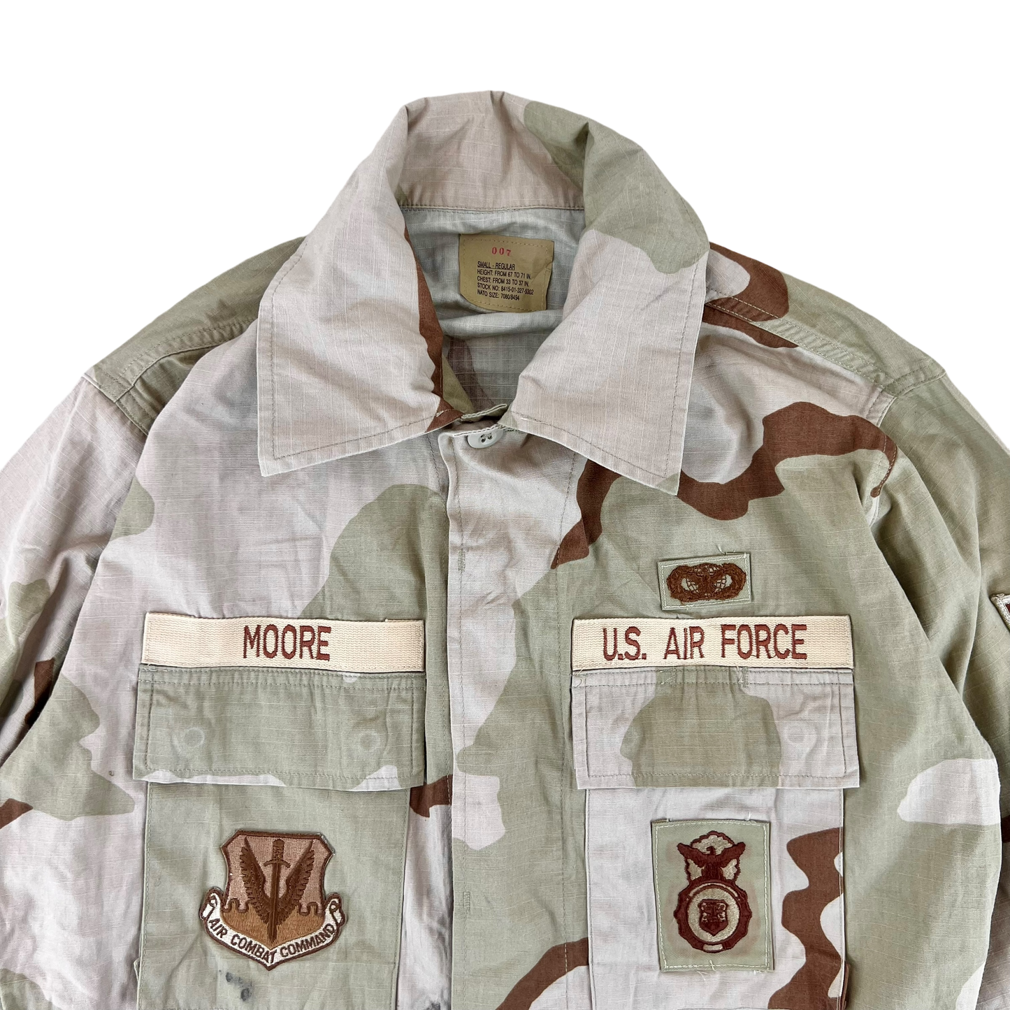 US Air Force Tri-Colour Desert "Coffee Stain" Camo Combat Jacket Ripstop w/ Patches - Medium