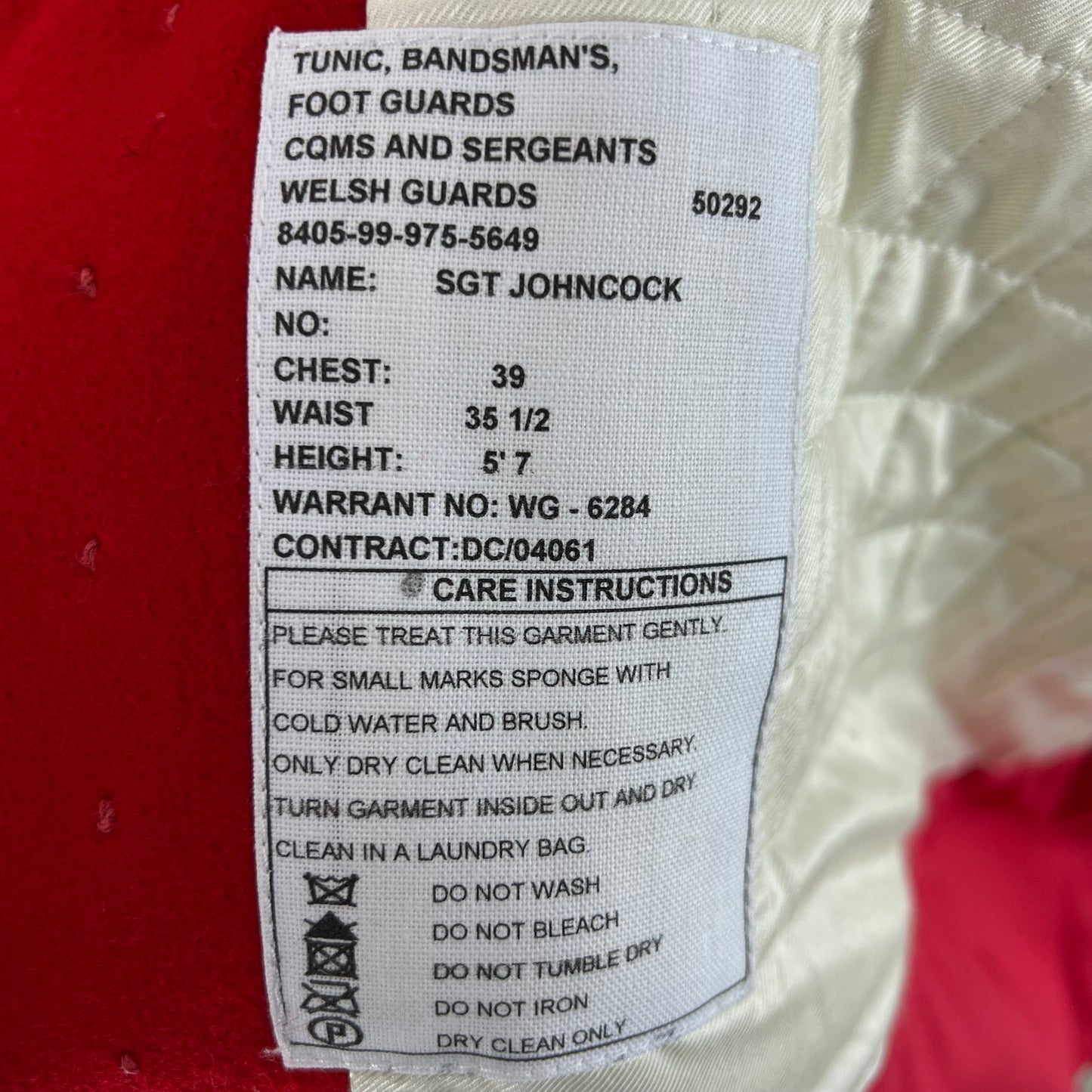 British Army CQMS & Sergeants Bandsman's Tunic Jacket w/ Wings - Welsh Guards - Medium