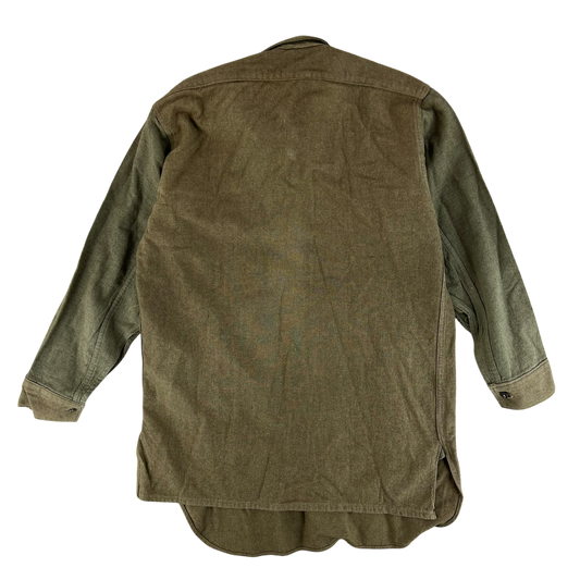 British Army WW2 Khaki Collared Wool Shirt - Large