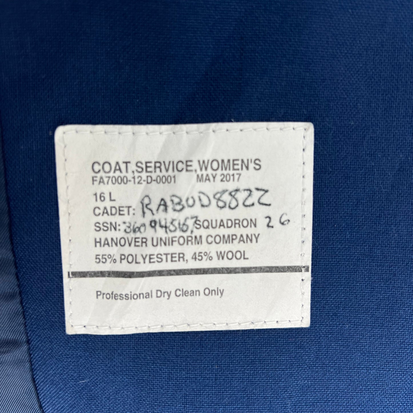 US Air Force Women's Blue Serge Service Dress Jacket - Medium 16L