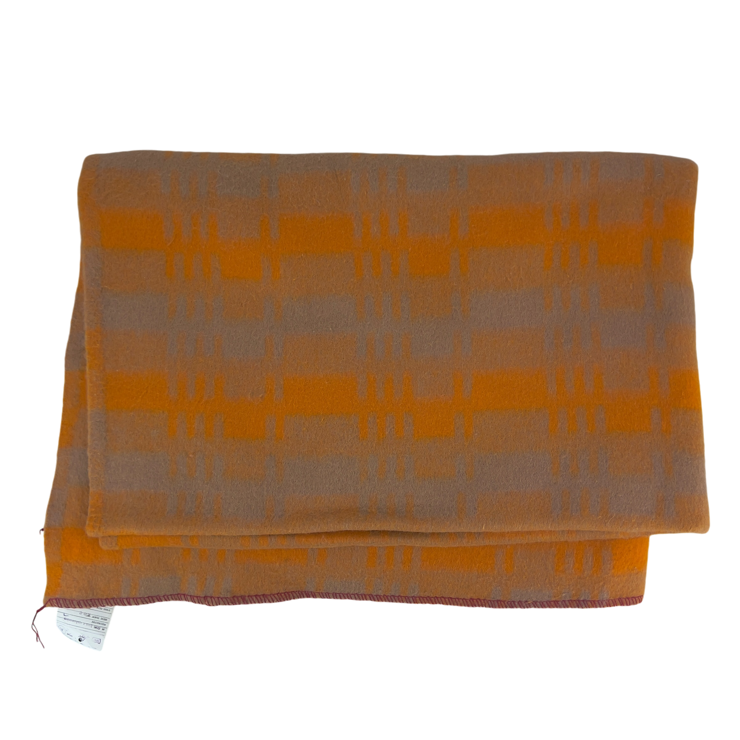 Polish Army Vintage Orange Line Pattern Wool Blanket