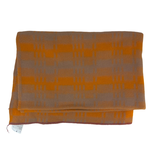 Polish Army Vintage Orange Line Pattern Wool Blanket