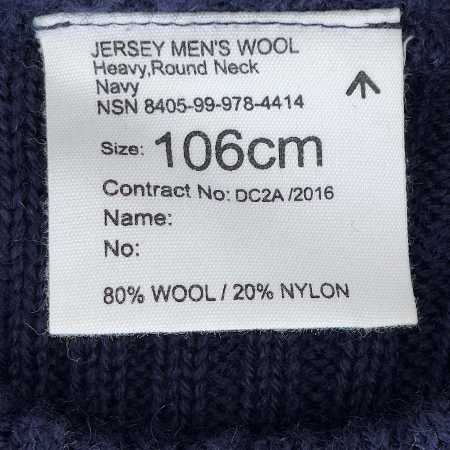 British Royal Navy Wool Crew Neck Pullover Jersey Jumper - Large