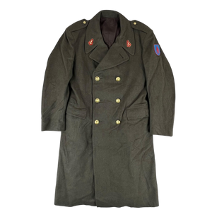 Italian Army 70's Khaki Greatcoat - Military Fire Brigade - Medium