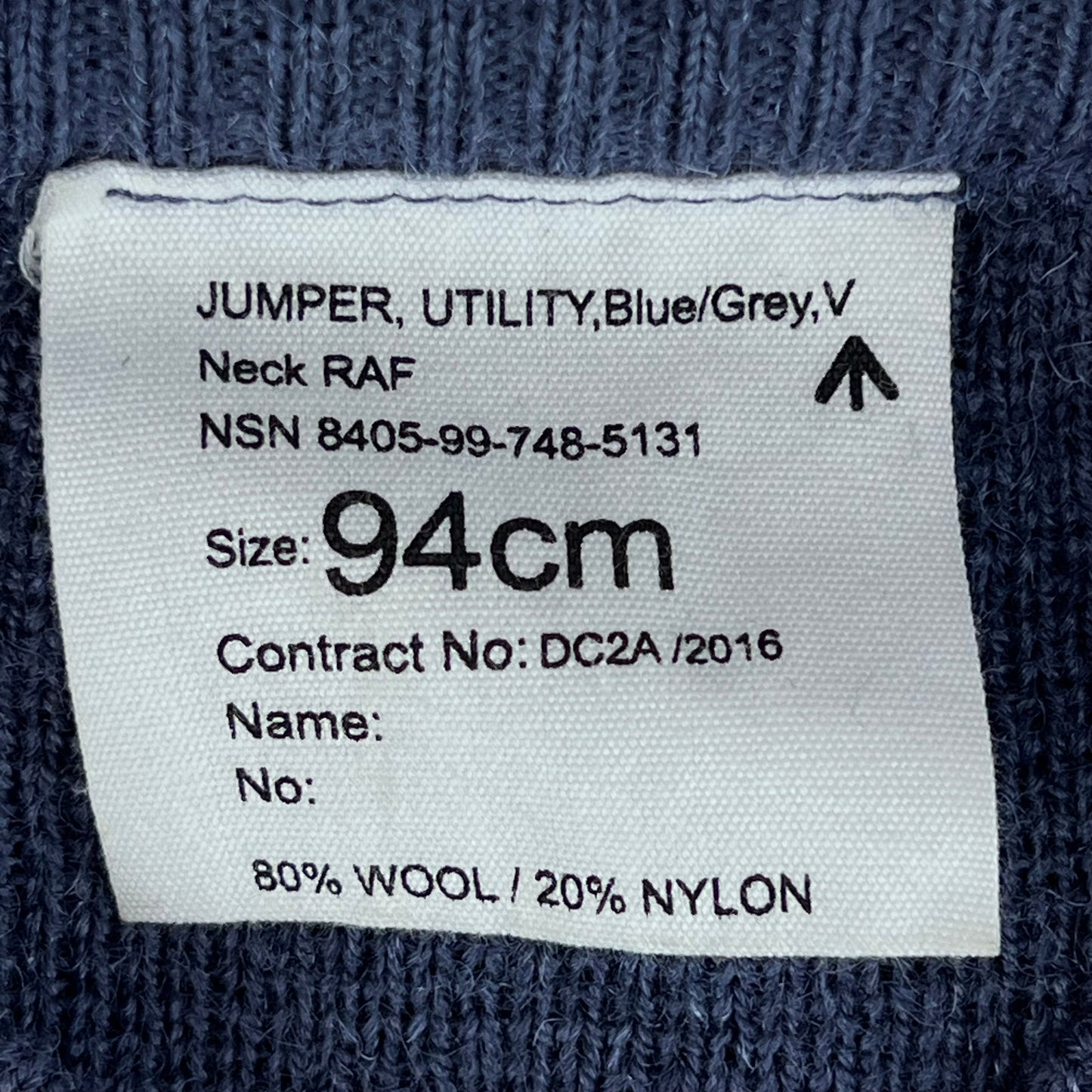 British RAF Wool V Neck Pullover Jersey Jumper - Medium