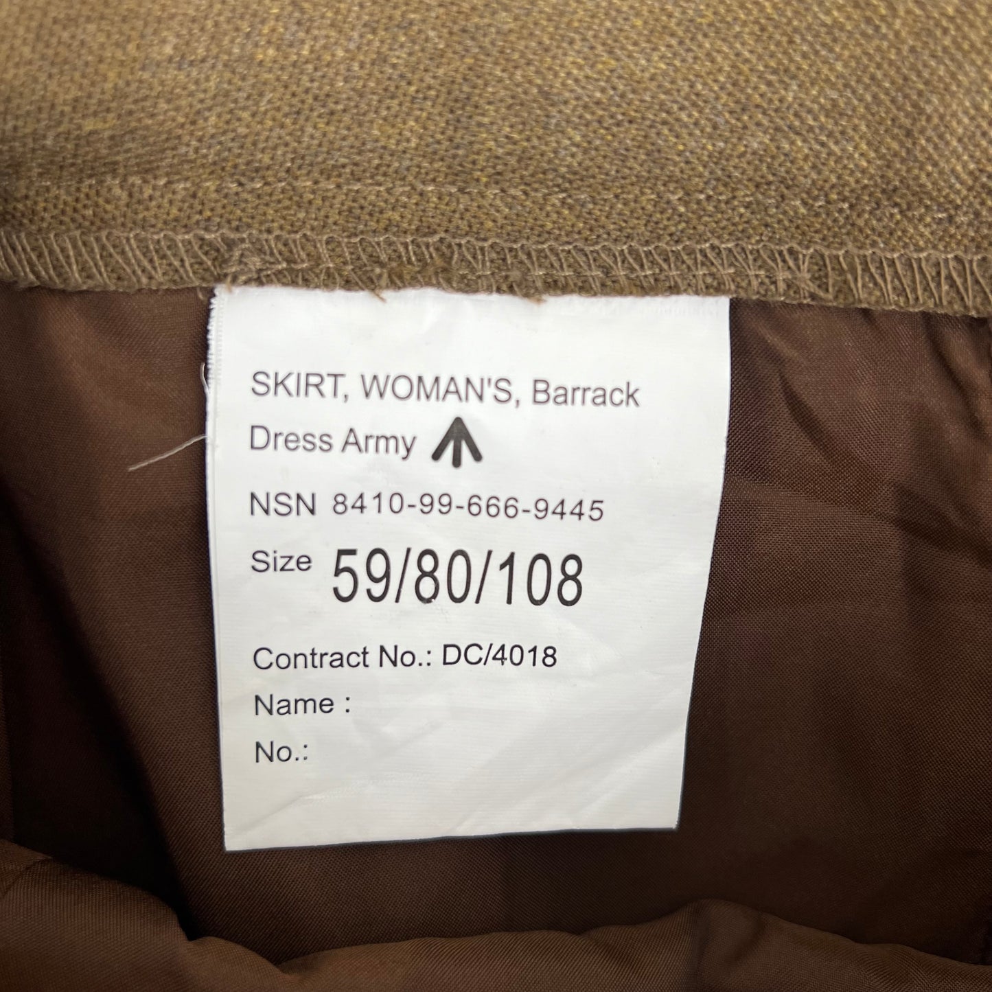 British Army Women's Barracks Brown FAD No. 2 Dress Skirt - W32 L23.5