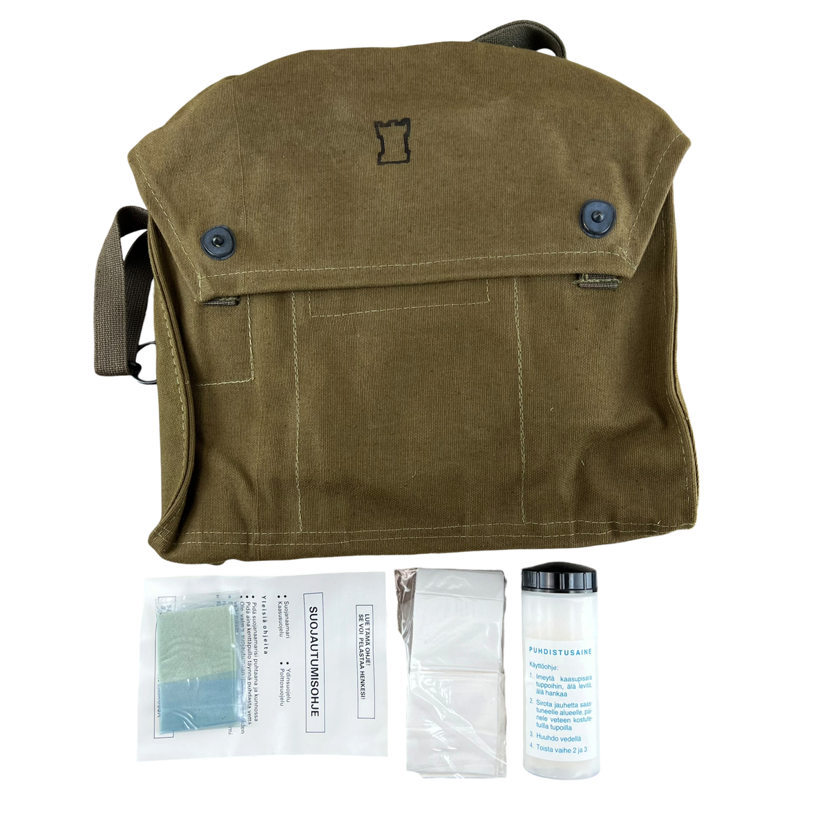 Finnish Army M61 Gas Mask Respirator Bag w/ Kit
