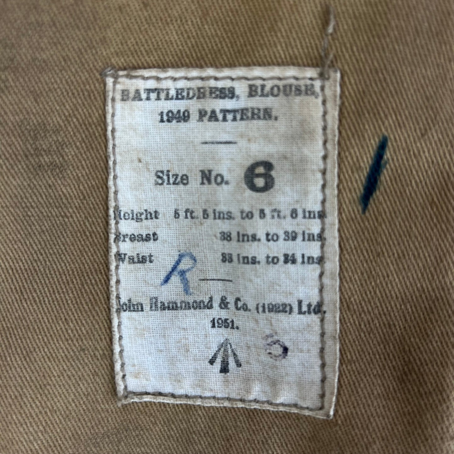 British Army 50s Khaki Ike 1949 Pattern Battle Dress Jacket - RASC - Medium SIZE 6