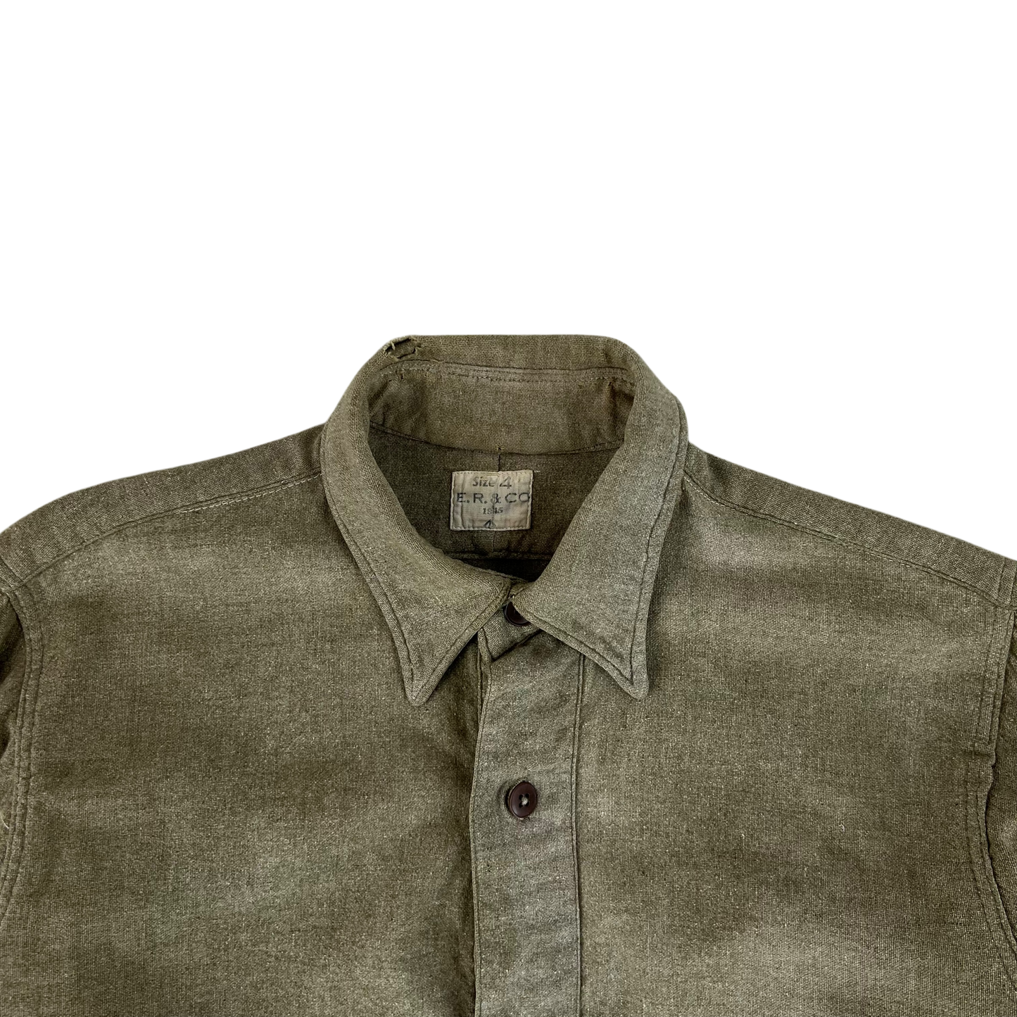 British Army WW2 Khaki Collared Wool Shirt - Medium SIZE 4