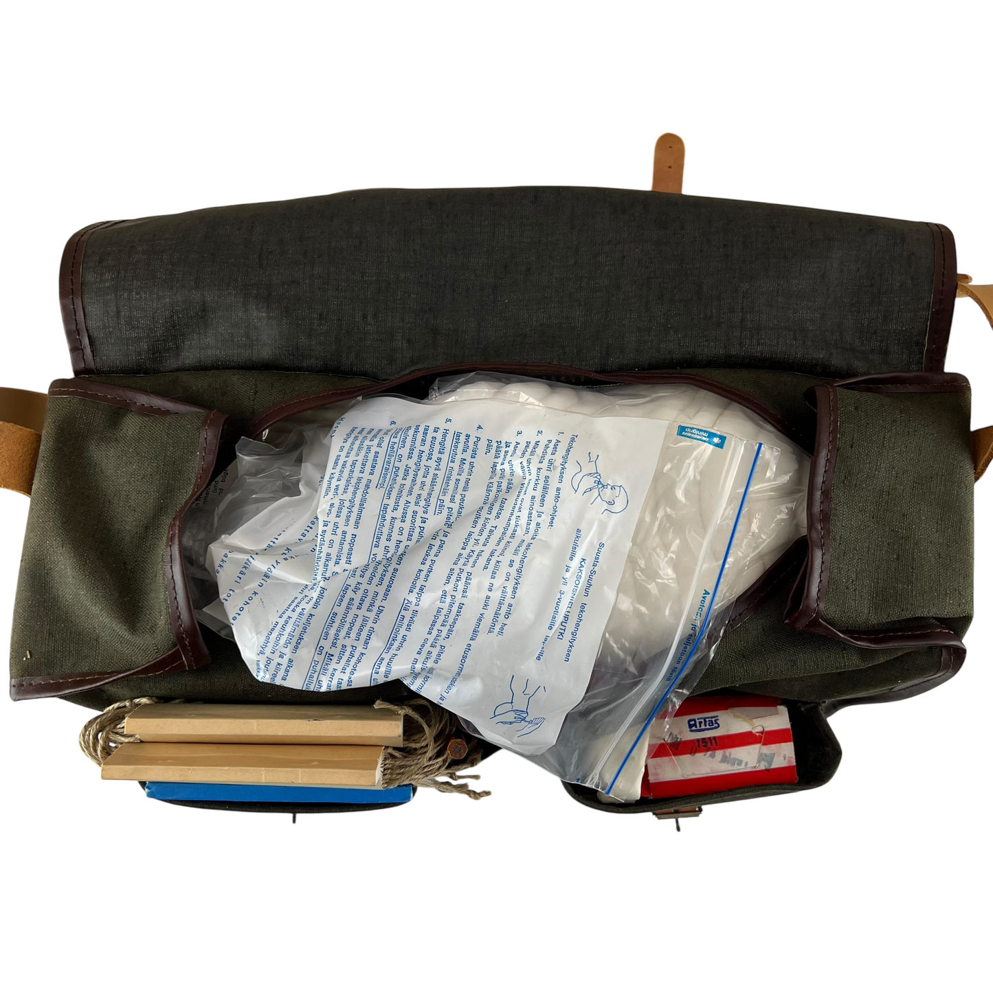 Finnish Civil Defence Vintage Medical Kit Bag w Supplies