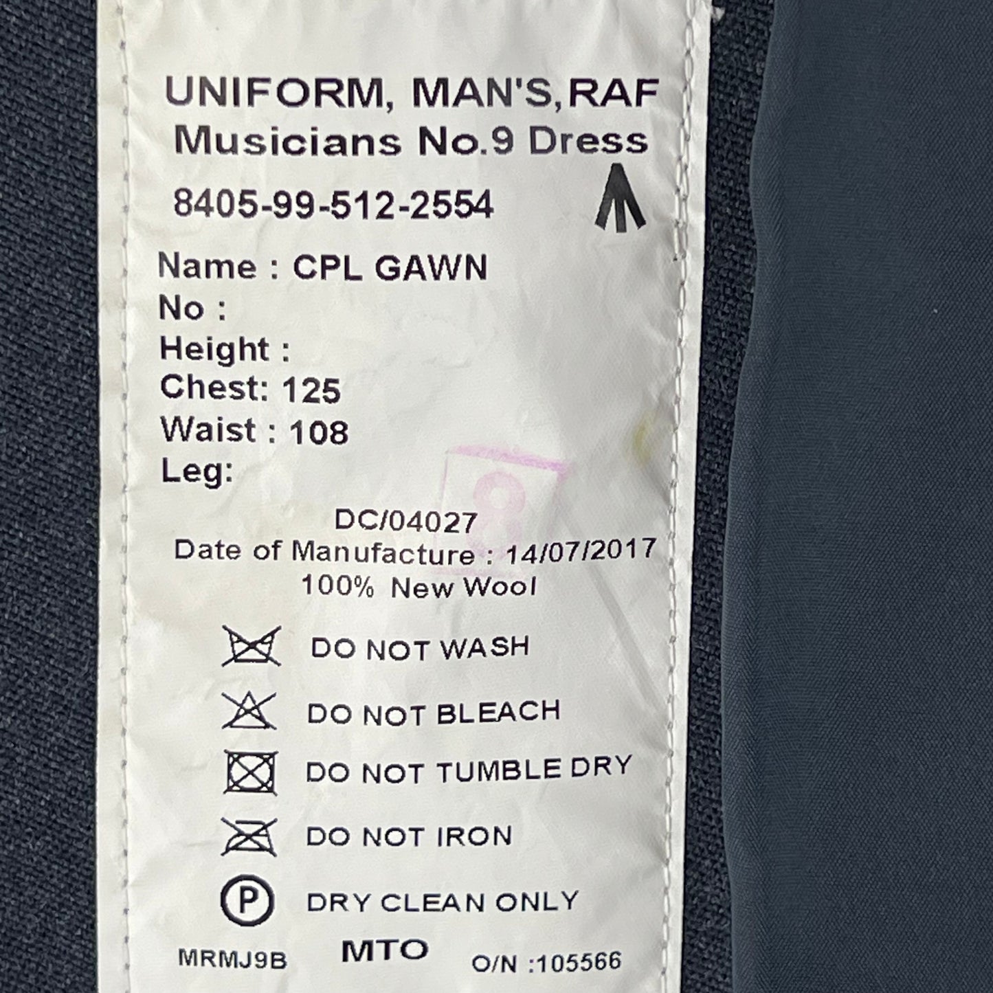 British Royal Air Force No 9 Musician's Dress Jacket - X Large