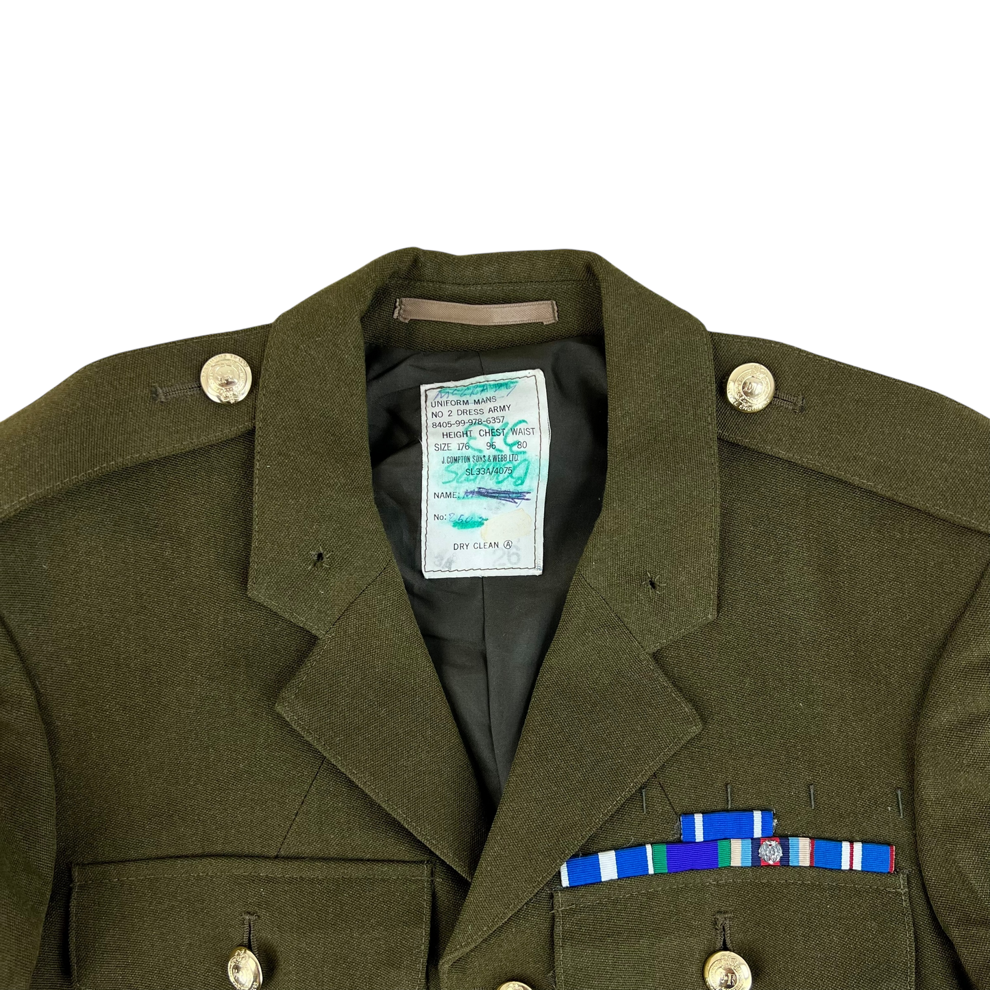 British Army 1980 Pattern No. 2 Olive Green Dress Jacket - Royal Engineers - Medium 176/96