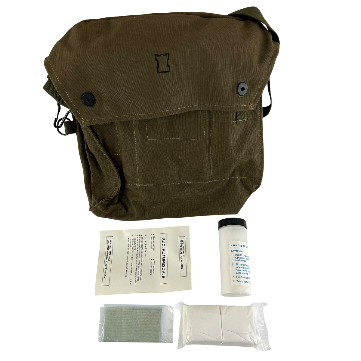 Finnish Army M61 Gas Mask Respirator Bag w/ Kit