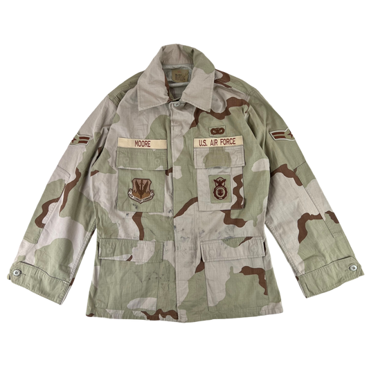 US Air Force Tri-Colour Desert "Coffee Stain" Camo Combat Jacket Ripstop w/ Patches - Medium